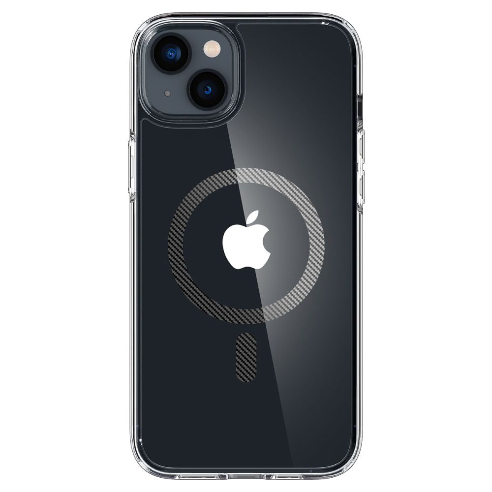 MagSafe hoesje voor Apple iPhone 14 Plus, Spigen, Ultra Hybrid Carbon, Transparant
