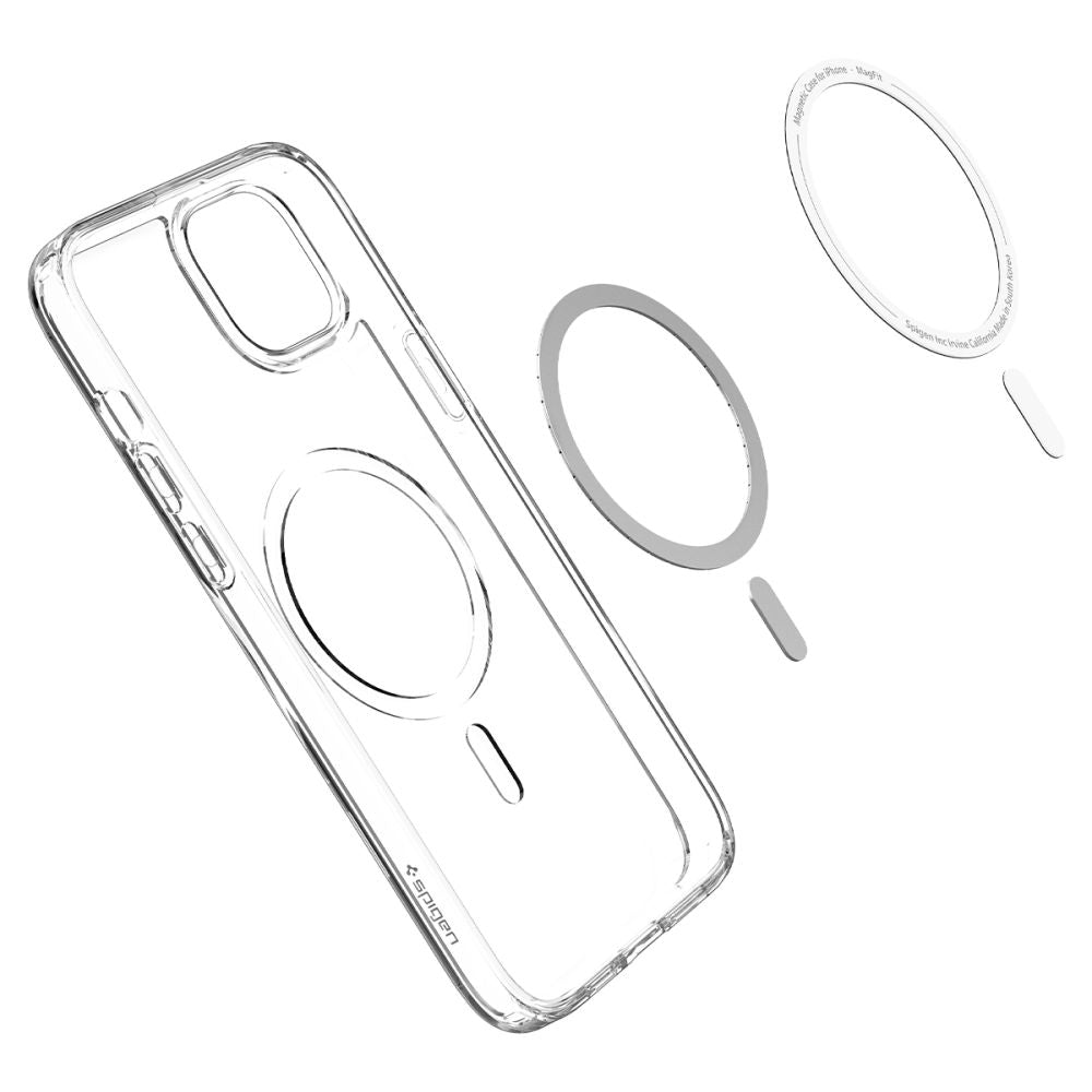 MagSafe hoesje voor Apple iPhone 14 Plus, Spigen, Ultra Hybrid Carbon, Transparant