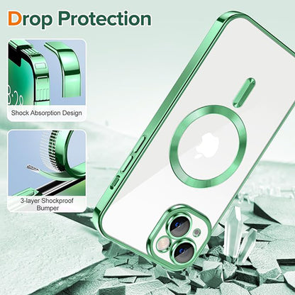 MagSafe Case for Apple iPhone 14 Plus, Techsuit, Luxury Crystal, Light Green