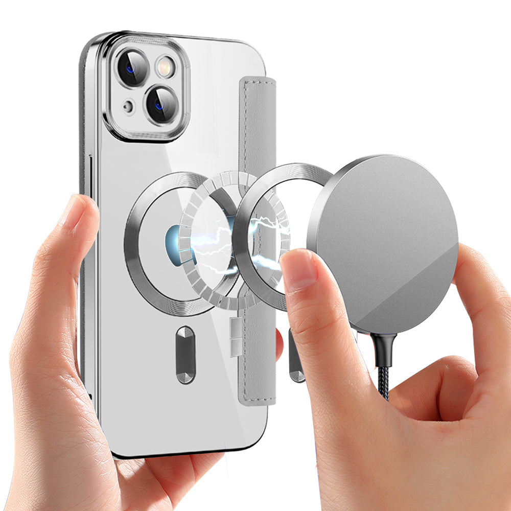 MagSafe-hoes voor Apple iPhone 14 Plus, Techsuit, SmartMag Book, Grijs