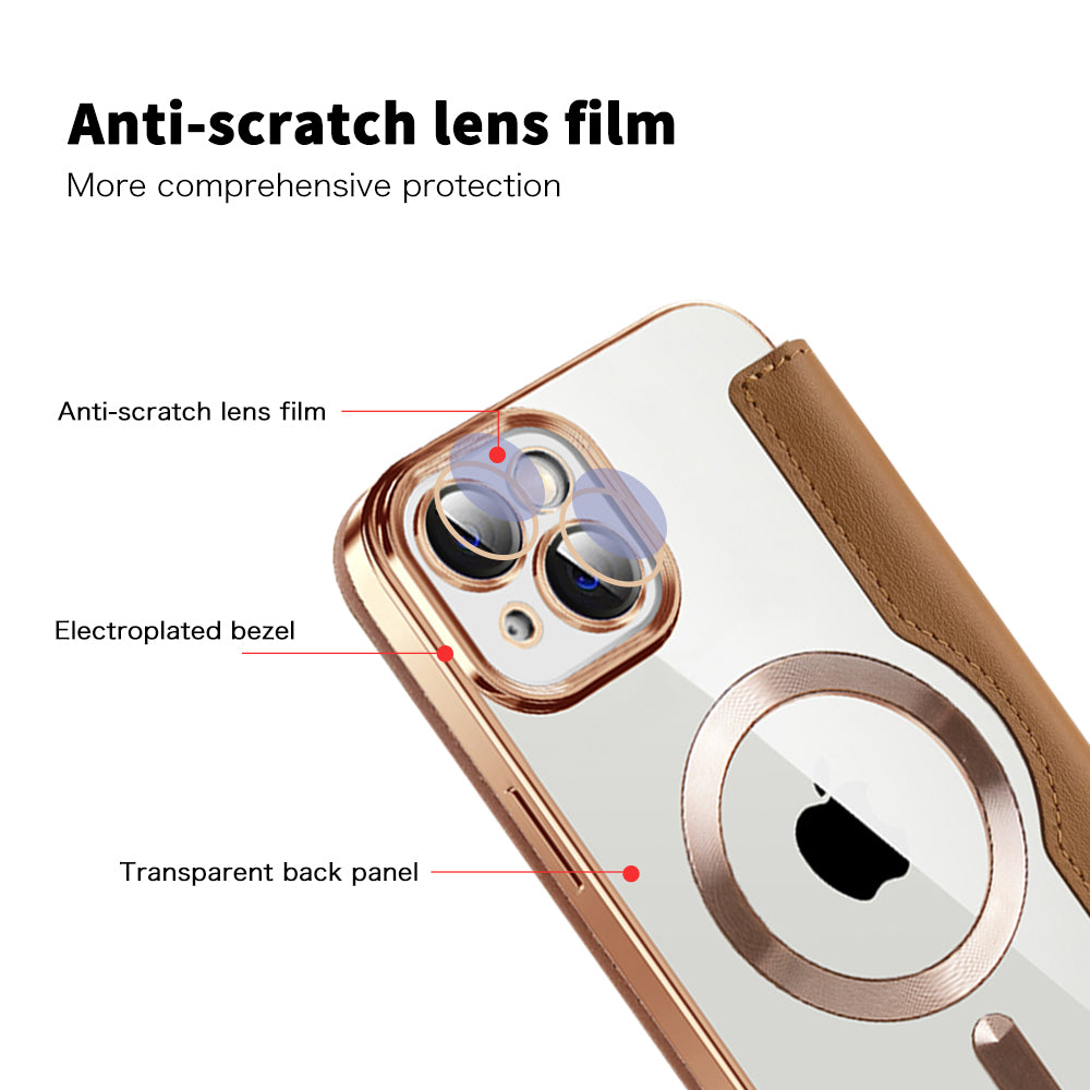 MagSafe-hoes voor Apple iPhone 14 Plus, Techsuit, SmartMag Book, Bruin