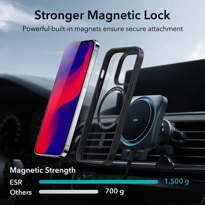 MagSafe-hoesje voor Apple iPhone 14 Pro, ESR, Classic Hybrid, Zwart Transparant