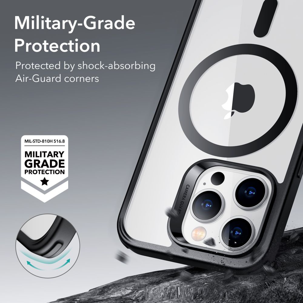 MagSafe-hoesje voor Apple iPhone 14 Pro, ESR, Classic Hybrid, Zwart Transparant