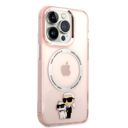 MagSafe Case for Apple iPhone 14 Pro, Karl Lagerfeld, Ikonik Karl & Choupette, Pink