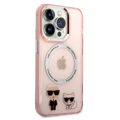 MagSafe hoes voor Apple iPhone 14 Pro, Karl Lagerfeld, Karl & Choupette Aluminium, Roze
