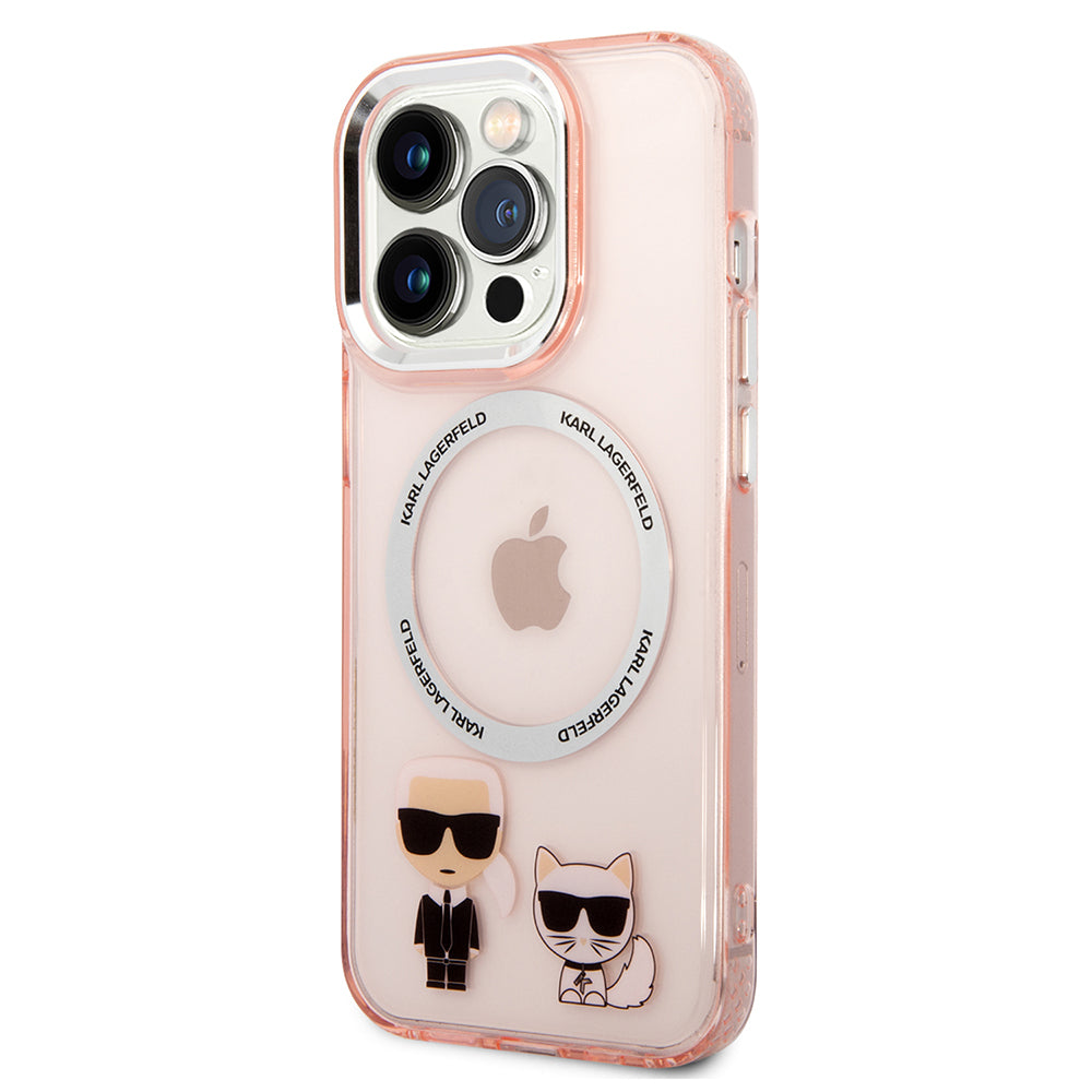 MagSafe hoes voor Apple iPhone 14 Pro, Karl Lagerfeld, Karl & Choupette Aluminium, Roze