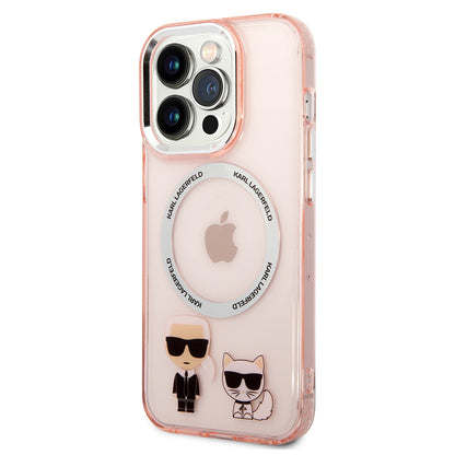 MagSafe hoes voor Apple iPhone 14 Pro, Karl Lagerfeld, Karl & Choupette Aluminium, Roze