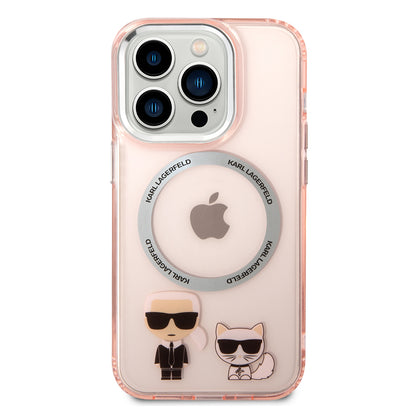 MagSafe hoes voor Apple iPhone 14 Pro, Karl Lagerfeld, Karl & Choupette Aluminium, Roze