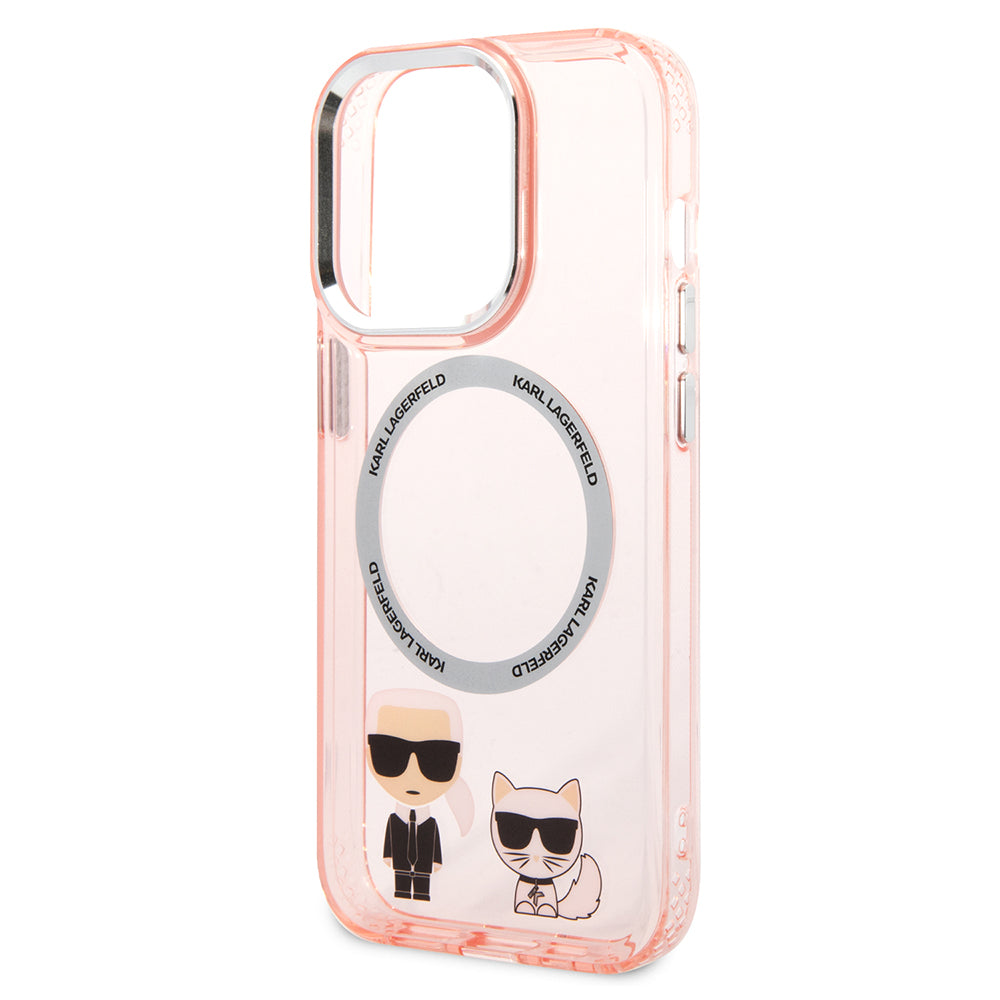 MagSafe hoes voor Apple iPhone 14 Pro, Karl Lagerfeld, Karl & Choupette Aluminium, Roze