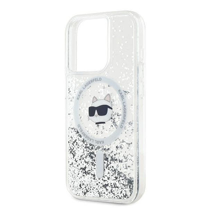 MagSafe hoes voor Apple iPhone 14 Pro, Karl Lagerfeld, Liquid Glitter Choupette's Head, Transparant