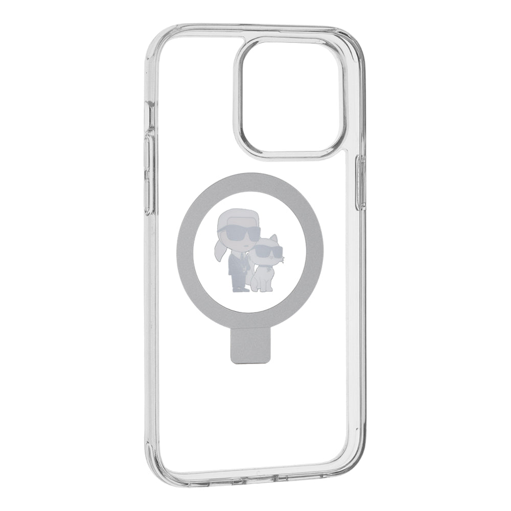 MagSafe hoes voor Apple iPhone 14 Pro, Karl Lagerfeld, Ring Stand Karl & Choupette, Wit