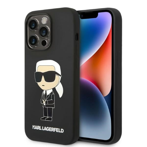 MagSafe hoesje voor Apple iPhone 14 Pro, Karl Lagerfeld, Silicone Ikonik Karl, Zwart