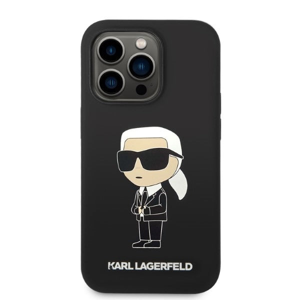 MagSafe hoesje voor Apple iPhone 14 Pro, Karl Lagerfeld, Silicone Ikonik Karl, Zwart