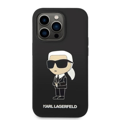 MagSafe hoesje voor Apple iPhone 14 Pro, Karl Lagerfeld, Silicone Ikonik Karl, Zwart