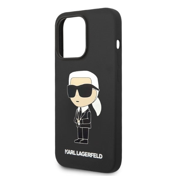 MagSafe hoesje voor Apple iPhone 14 Pro, Karl Lagerfeld, Silicone Ikonik Karl, Zwart
