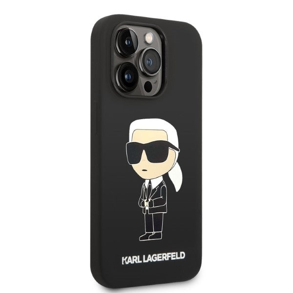 MagSafe hoesje voor Apple iPhone 14 Pro, Karl Lagerfeld, Silicone Ikonik Karl, Zwart