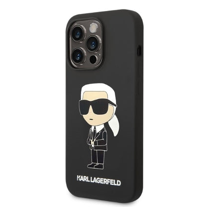 MagSafe hoesje voor Apple iPhone 14 Pro, Karl Lagerfeld, Silicone Ikonik Karl, Zwart