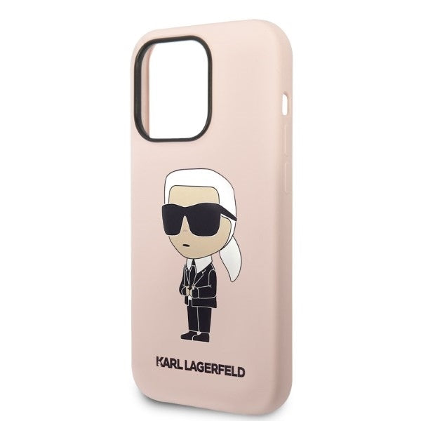 MagSafe hoesje voor Apple iPhone 14 Pro, Karl Lagerfeld, Silicone Ikonik Karl, Roze