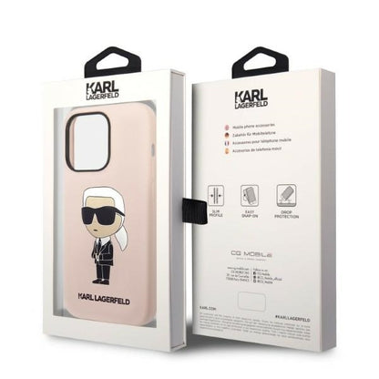 MagSafe hoesje voor Apple iPhone 14 Pro, Karl Lagerfeld, Silicone Ikonik Karl, Roze