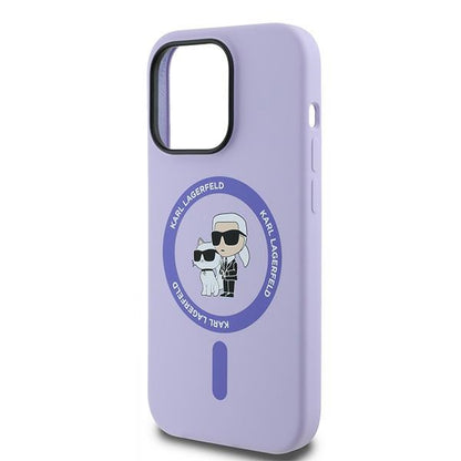 MagSafe hoesje voor Apple iPhone 14 Pro, Karl Lagerfeld, Silicone Ring Karl & Choupette, Paars