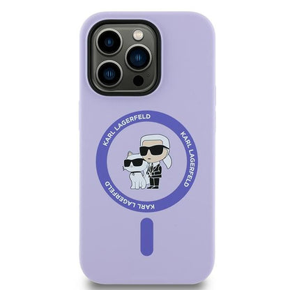 MagSafe hoesje voor Apple iPhone 14 Pro, Karl Lagerfeld, Silicone Ring Karl & Choupette, Paars