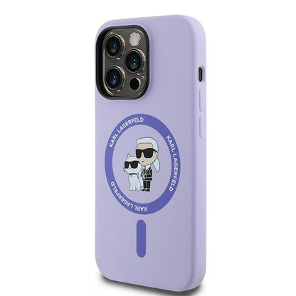MagSafe hoesje voor Apple iPhone 14 Pro, Karl Lagerfeld, Silicone Ring Karl & Choupette, Paars