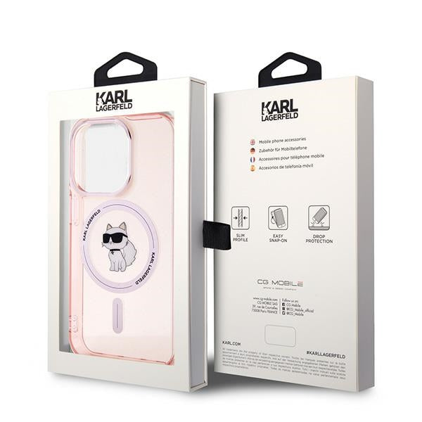MagSafe hoesje voor Apple iPhone 14 Pro Max, Karl Lagerfeld, IML Choupette, Roze