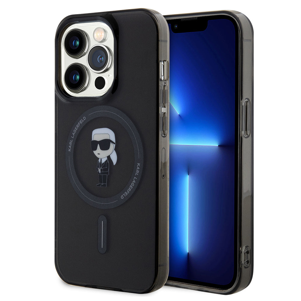 MagSafe hoesje voor Apple iPhone 14 Pro Max, Karl Lagerfeld, IML Ikonik Karl, Zwart