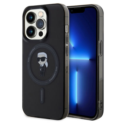 MagSafe hoesje voor Apple iPhone 14 Pro Max, Karl Lagerfeld, IML Ikonik Karl, Zwart
