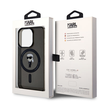 MagSafe hoesje voor Apple iPhone 14 Pro Max, Karl Lagerfeld, IML Ikonik Karl, Zwart