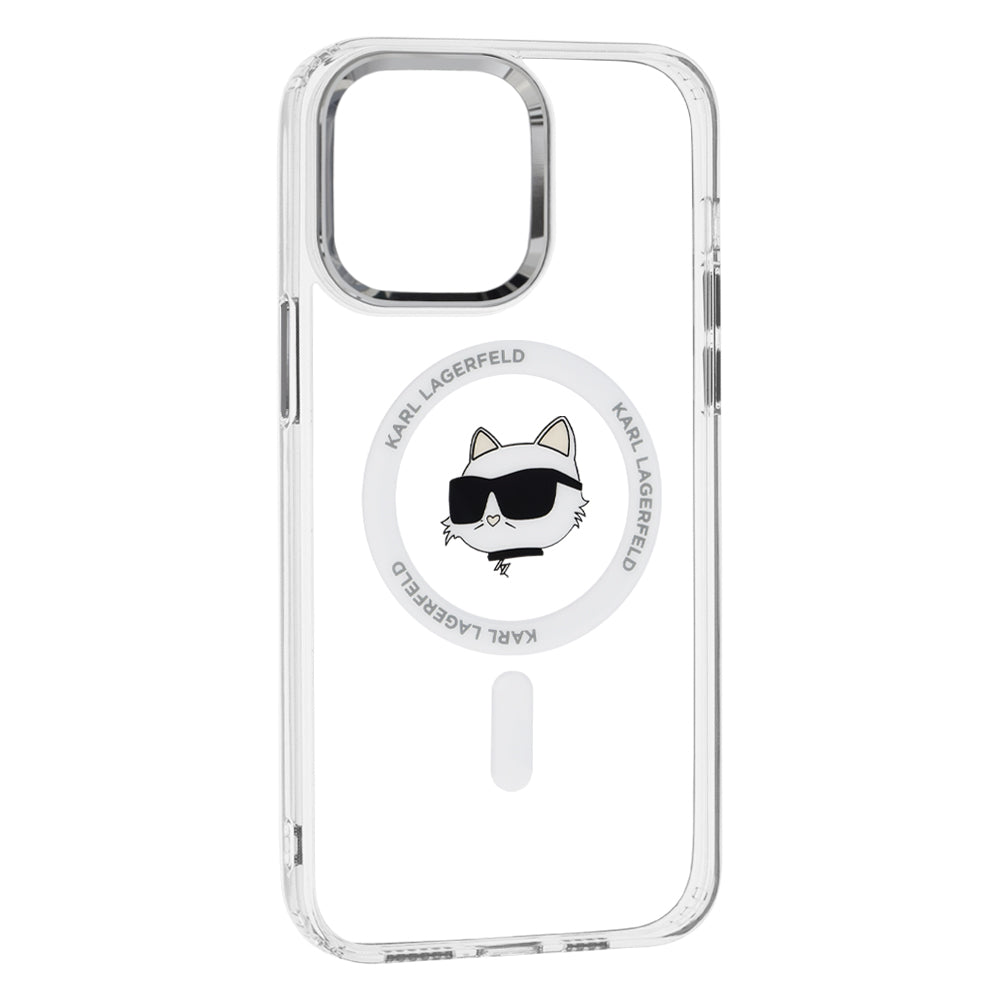 MagSafe hoesje voor Apple iPhone 14 Pro Max, Karl Lagerfeld, IML Metal Choupette's Head, Wit