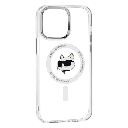 MagSafe hoesje voor Apple iPhone 14 Pro Max, Karl Lagerfeld, IML Metal Choupette's Head, Wit