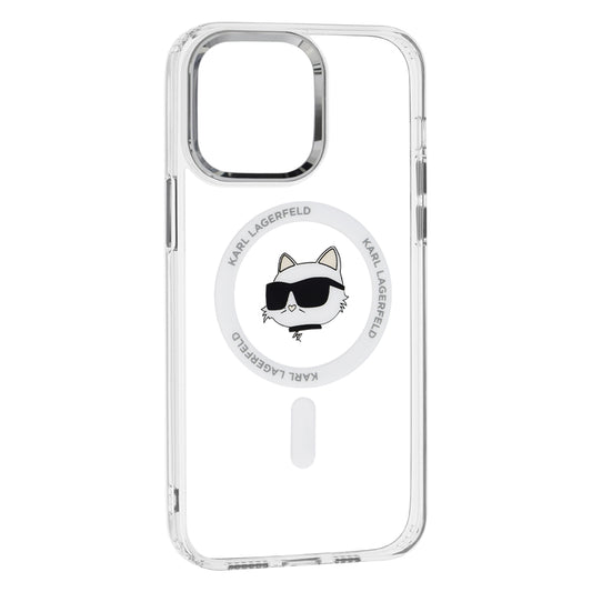 MagSafe hoesje voor Apple iPhone 14 Pro Max, Karl Lagerfeld, IML Metal Choupette's Head, Wit