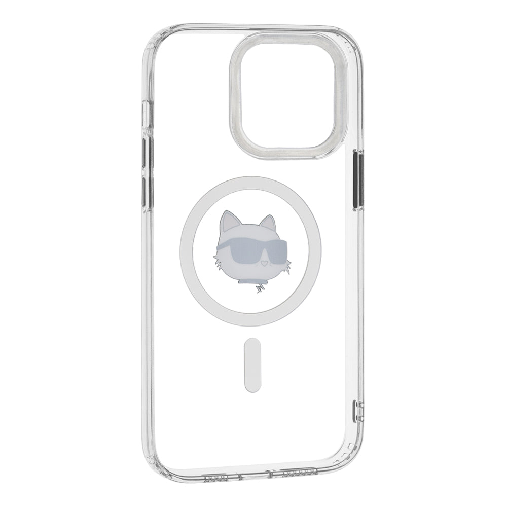 MagSafe hoesje voor Apple iPhone 14 Pro Max, Karl Lagerfeld, IML Metal Choupette's Head, Wit