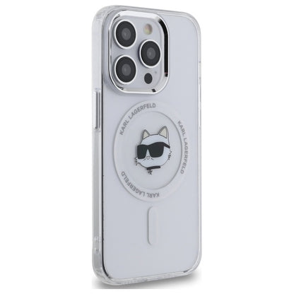 MagSafe hoesje voor Apple iPhone 14 Pro Max, Karl Lagerfeld, IML Metal Choupette's Head, Wit