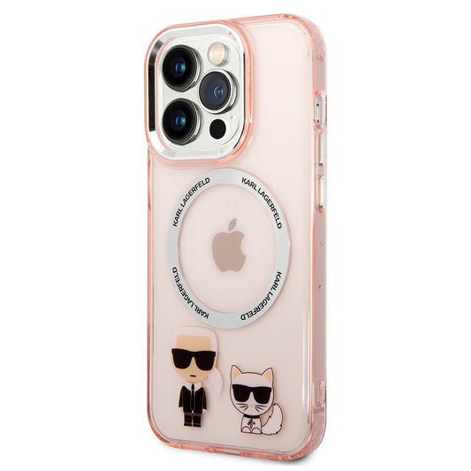 MagSafe hoesje voor Apple iPhone 14 Pro Max, Karl Lagerfeld, Karl & Choupette Aluminium, Roze