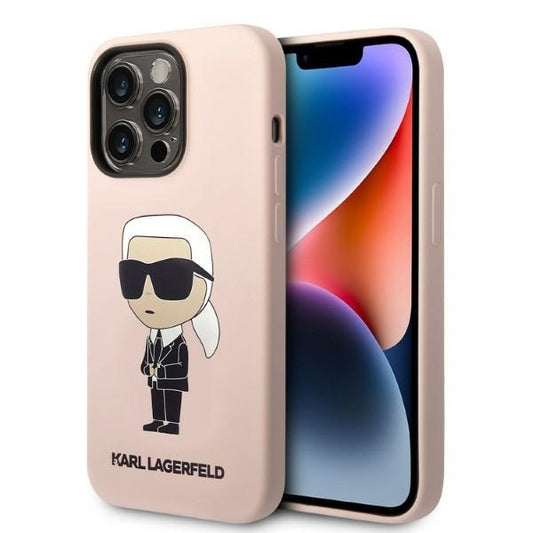 MagSafe hoesje voor Apple iPhone 14 Pro Max, Karl Lagerfeld, Silicone Ikonik Karl, Roze