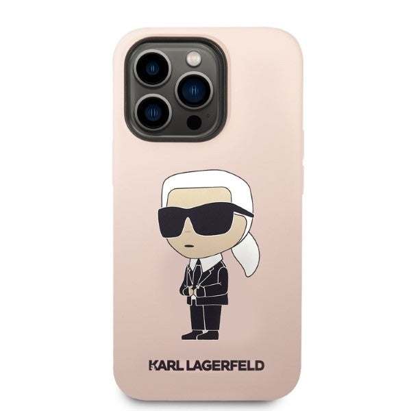 MagSafe hoesje voor Apple iPhone 14 Pro Max, Karl Lagerfeld, Silicone Ikonik Karl, Roze