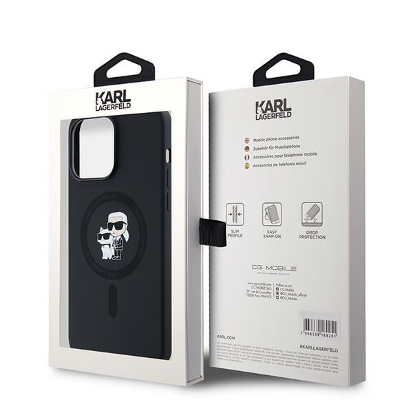 MagSafe hoesje voor Apple iPhone 14 Pro Max, Karl Lagerfeld, Silicone Karl & Choupette, Zwart