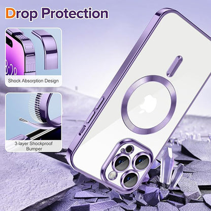MagSafe-hoes voor Apple iPhone 14 Pro Max, Techsuit, Luxury Crystal, Lichtpaars