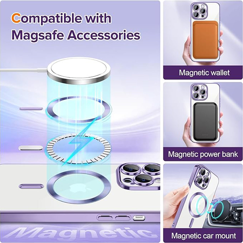 MagSafe-hoes voor Apple iPhone 14 Pro Max, Techsuit, Luxury Crystal, Lichtpaars