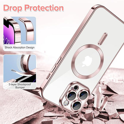 MagSafe-hoes voor Apple iPhone 14 Pro Max, Techsuit, Luxury Crystal, Roze