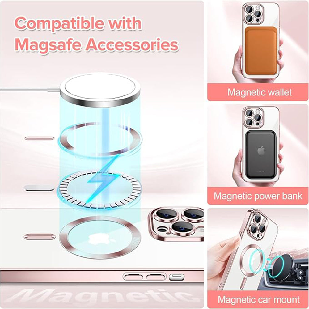 MagSafe-hoes voor Apple iPhone 14 Pro Max, Techsuit, Luxury Crystal, Roze