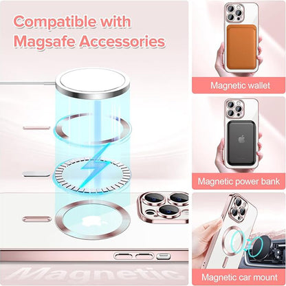 MagSafe-hoes voor Apple iPhone 14 Pro Max, Techsuit, Luxury Crystal, Roze