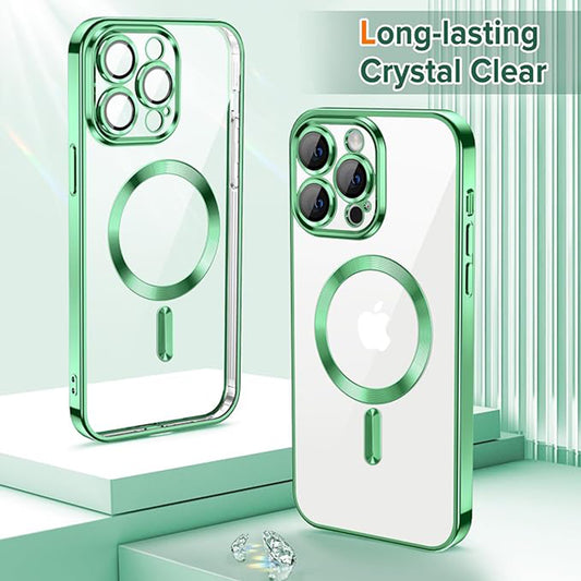 MagSafe-hoes voor Apple iPhone 14 Pro Max, Techsuit, Luxury Crystal, Lichtgroen