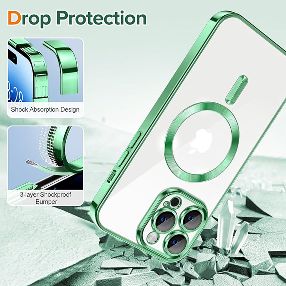 MagSafe-hoes voor Apple iPhone 14 Pro Max, Techsuit, Luxury Crystal, Lichtgroen