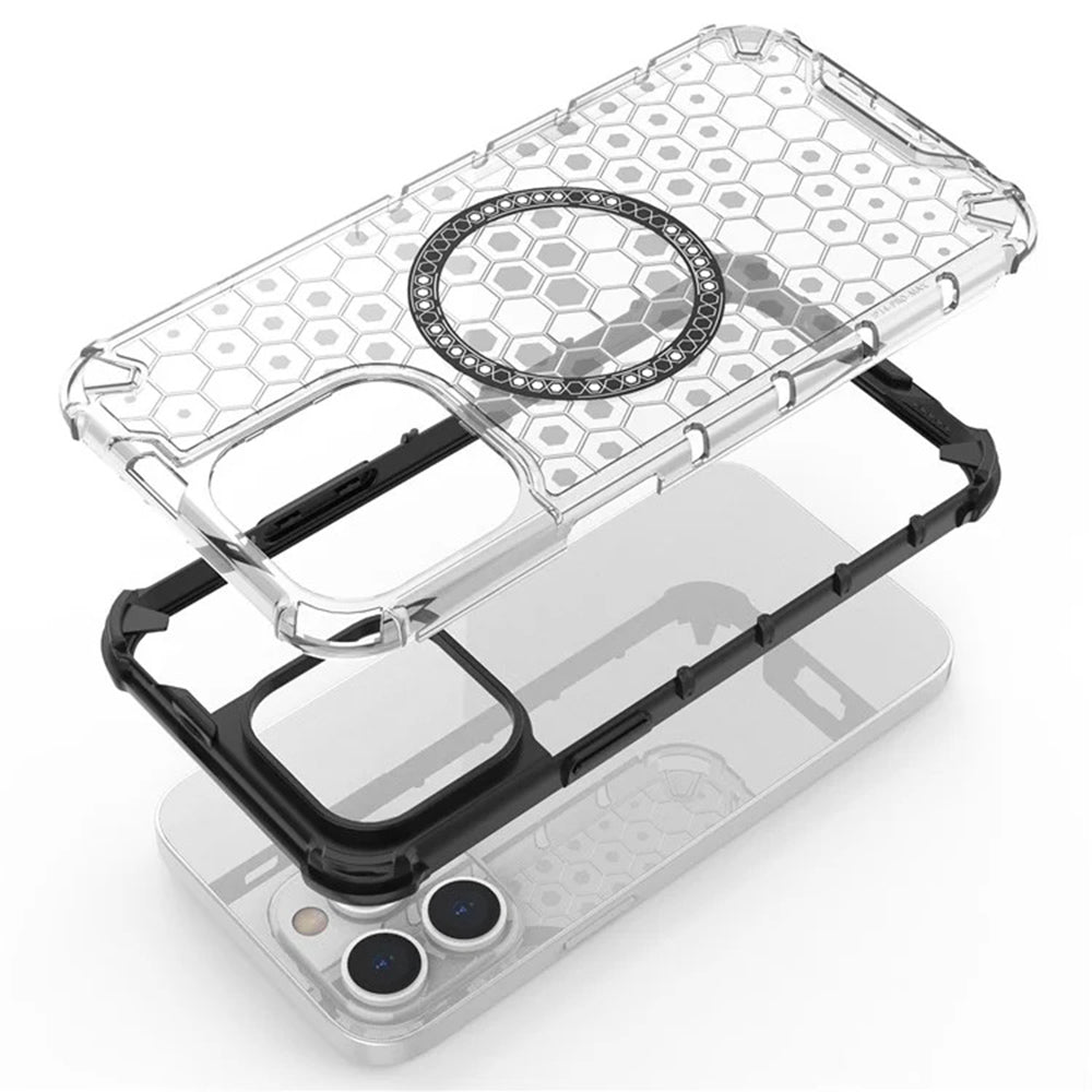 MagSafe Case for Apple iPhone 14 Pro, Techsuit, HoneyComb Shield, Black