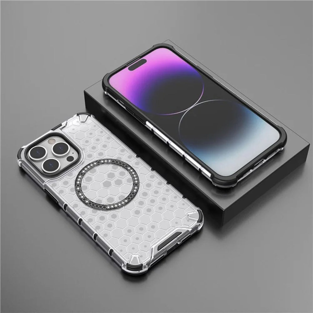 MagSafe Case for Apple iPhone 14 Pro, Techsuit, HoneyComb Shield, Black
