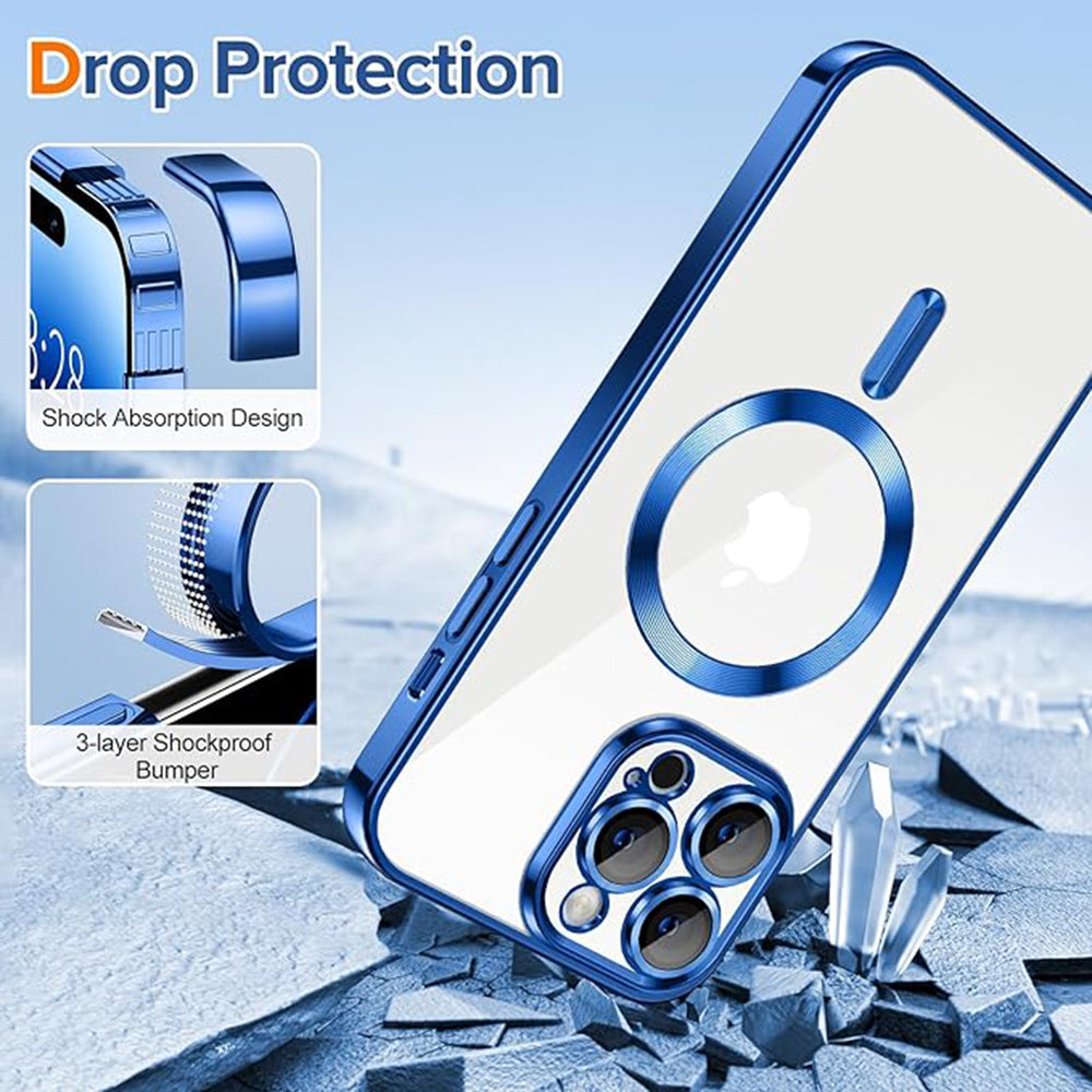 MagSafe-hoes voor Apple iPhone 14 Pro, Techsuit, Luxury Crystal, Donkerblauw