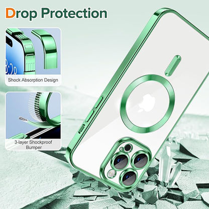 MagSafe Case for Apple iPhone 14 Pro, Techsuit, Luxury Crystal, Light Green